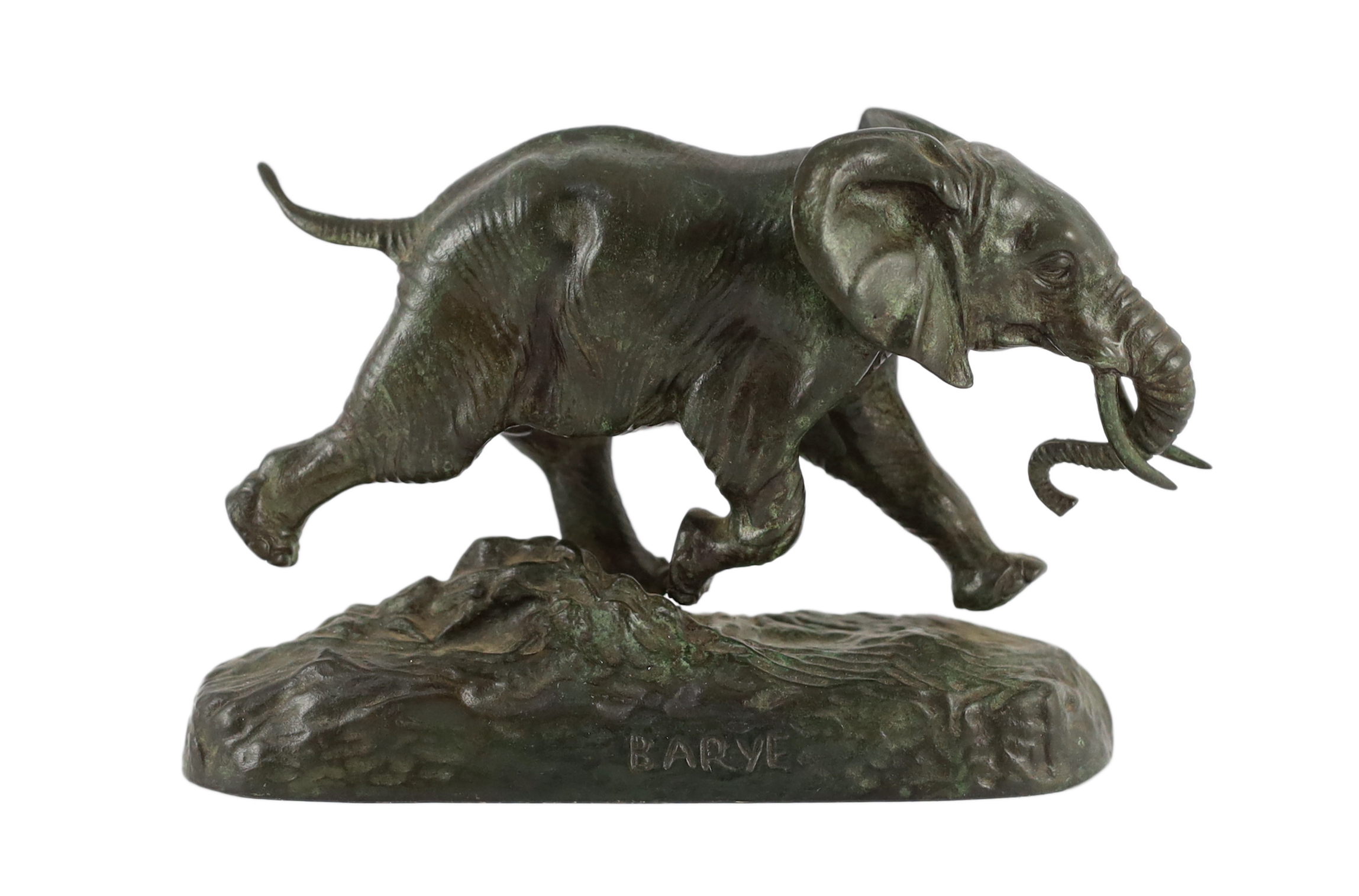 Antoine-Louis Barye (1795-1875). An animalier bronze model 'Elephant du Senegal', 20cm wide, 12.5cm high